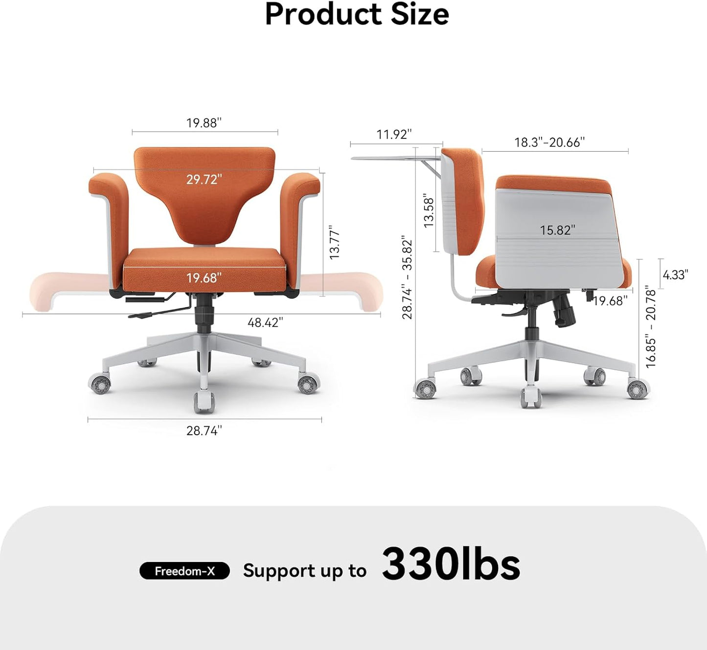 Newtral Freedom-X Criss Cross Chair with Wheels & Amrests- Cross Legged Office Chair with Laptop Tray, Multi-Position Recliner Chair, Adjustable Ergonomic Chair, Relax, Work from Home