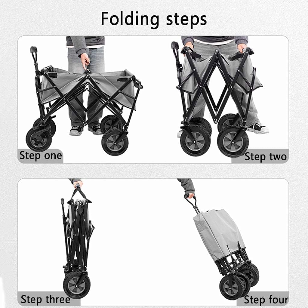 Outdoor Folding Utility Wagon Garden Cart with Roof Heavy Duty Handcart Collapsible Portable Festival Camping Bearing 100 / 220lbs (Color : Style 2)
