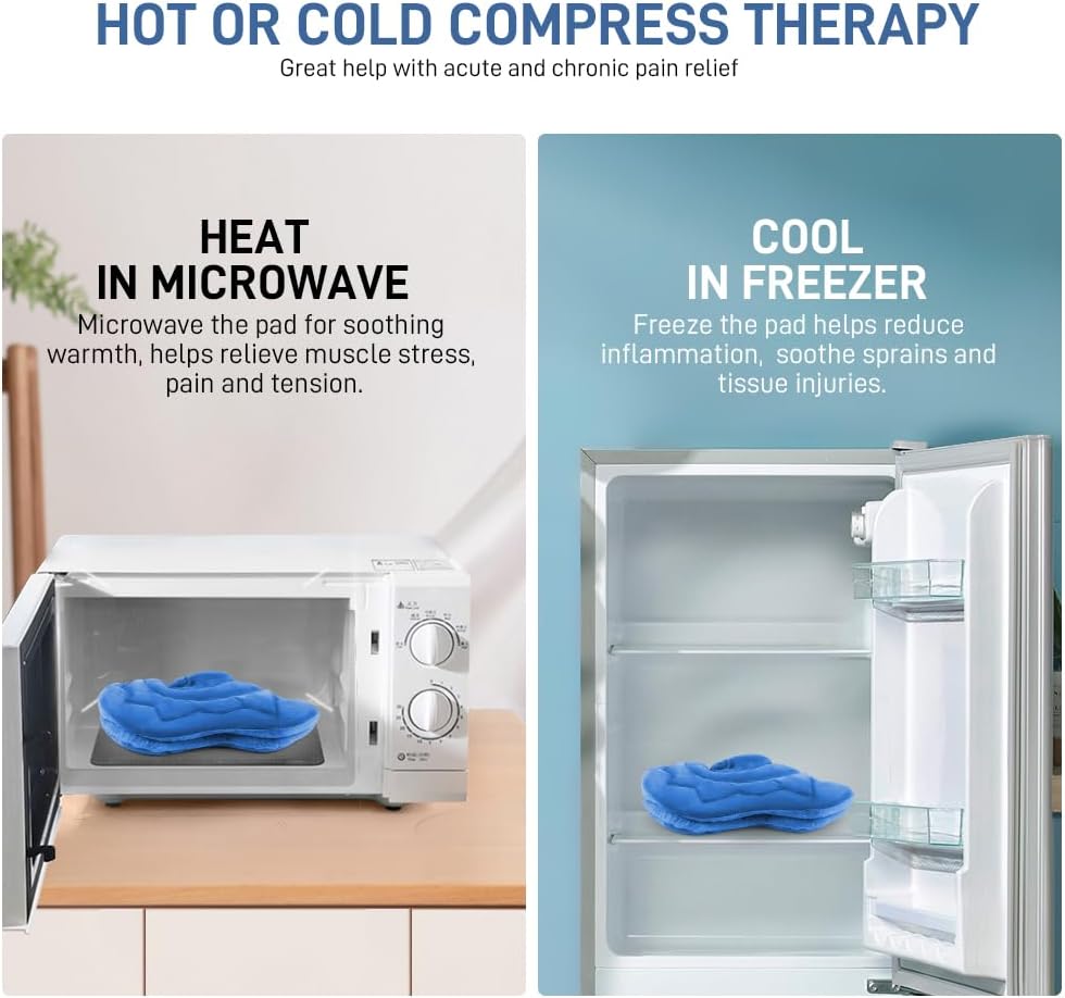 Microwavable Heating Pad for Neck and Shoulders, Weighted Microwave Moist Heated Wrap for Pain Relief Muscle Stress Tension, Heat Neck Wrap with Aromatherapy, Hot & Cold Compress, Blue