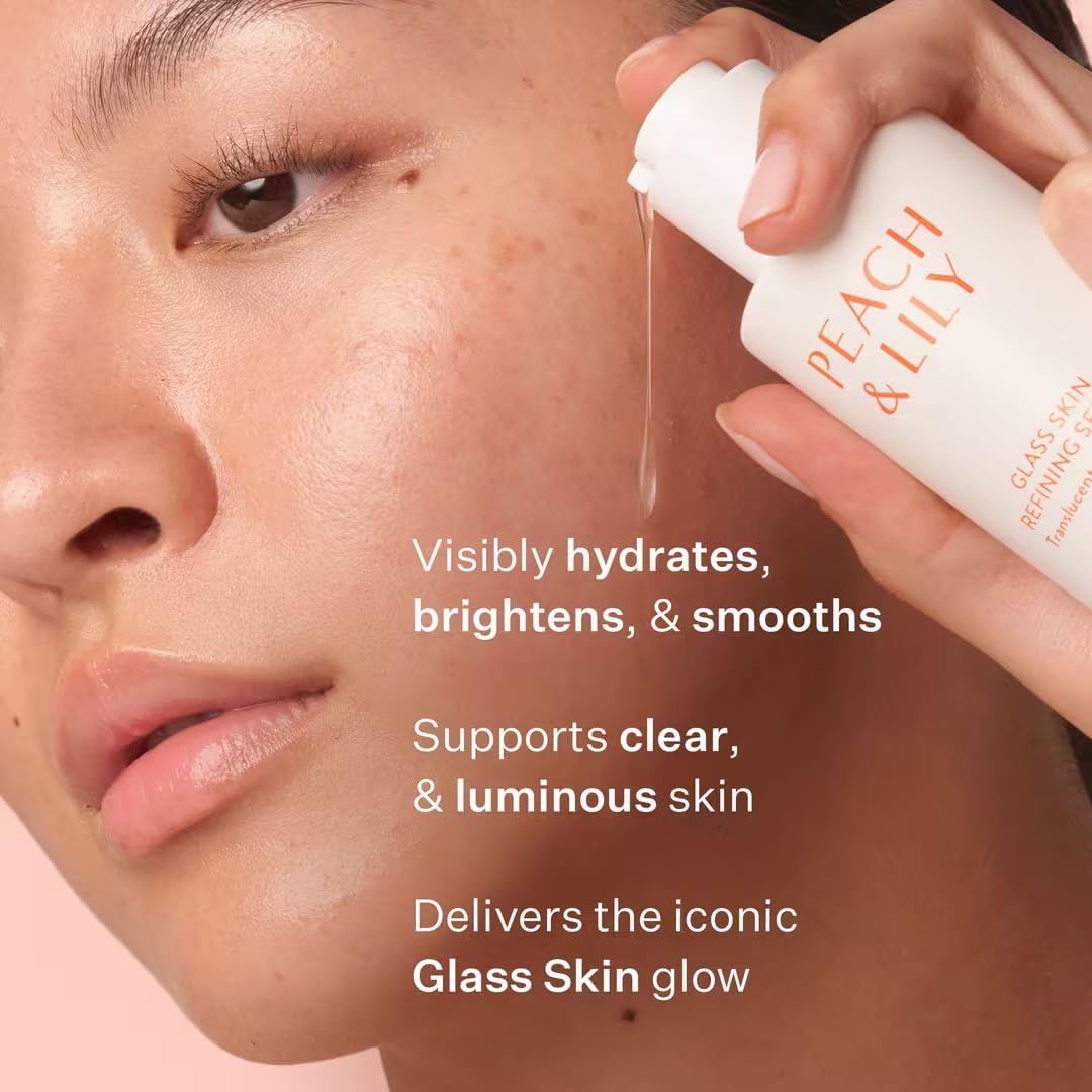 Peach & Lily - Glass Skin Refining Serum for Face (1.35 ounces) - Hyaluronic Acid Niacinamide Serum - Sensitive Skin - Vitamin B3, Peach & Yam, Peptides - Self Care, Vegan, Cruelty Free, Korean Beauty