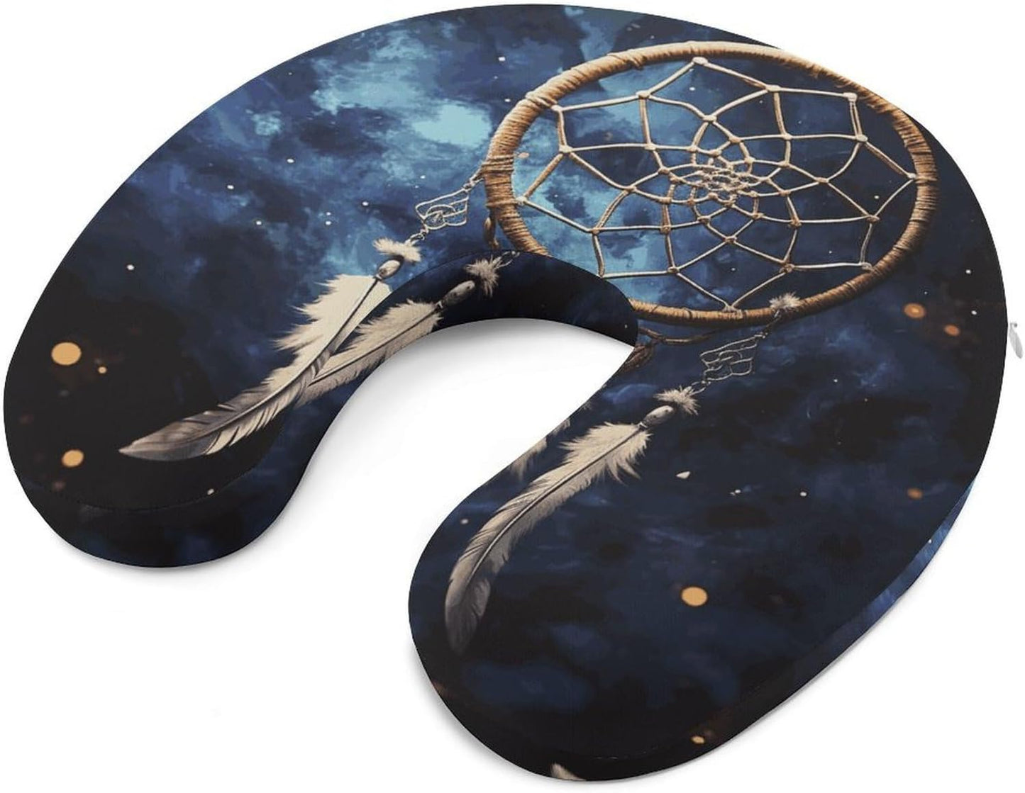 White Fantasy Dream Catcher Neck Pillow Memory Foam U Shaped Pillows Portable Pillows for Shoulder Travel Head Support Pillow with Concealed Zipper for Airplane Car Home Office