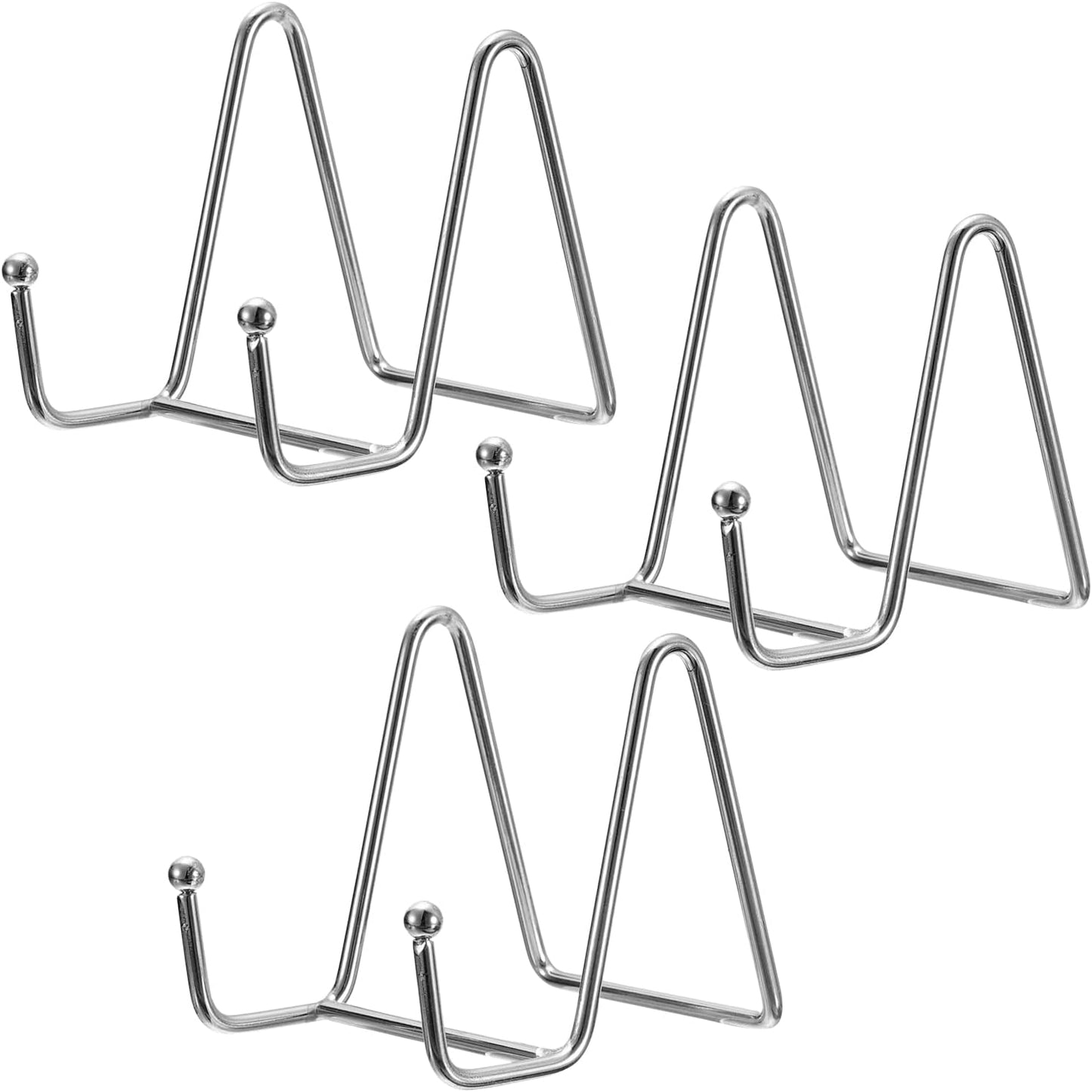 uxcell Plate Stand for Display, 3Pcs 3 Inch Iron Easel Plate Holder Display Stands Metal Decorative Plates for Picture Photo Book, Silver