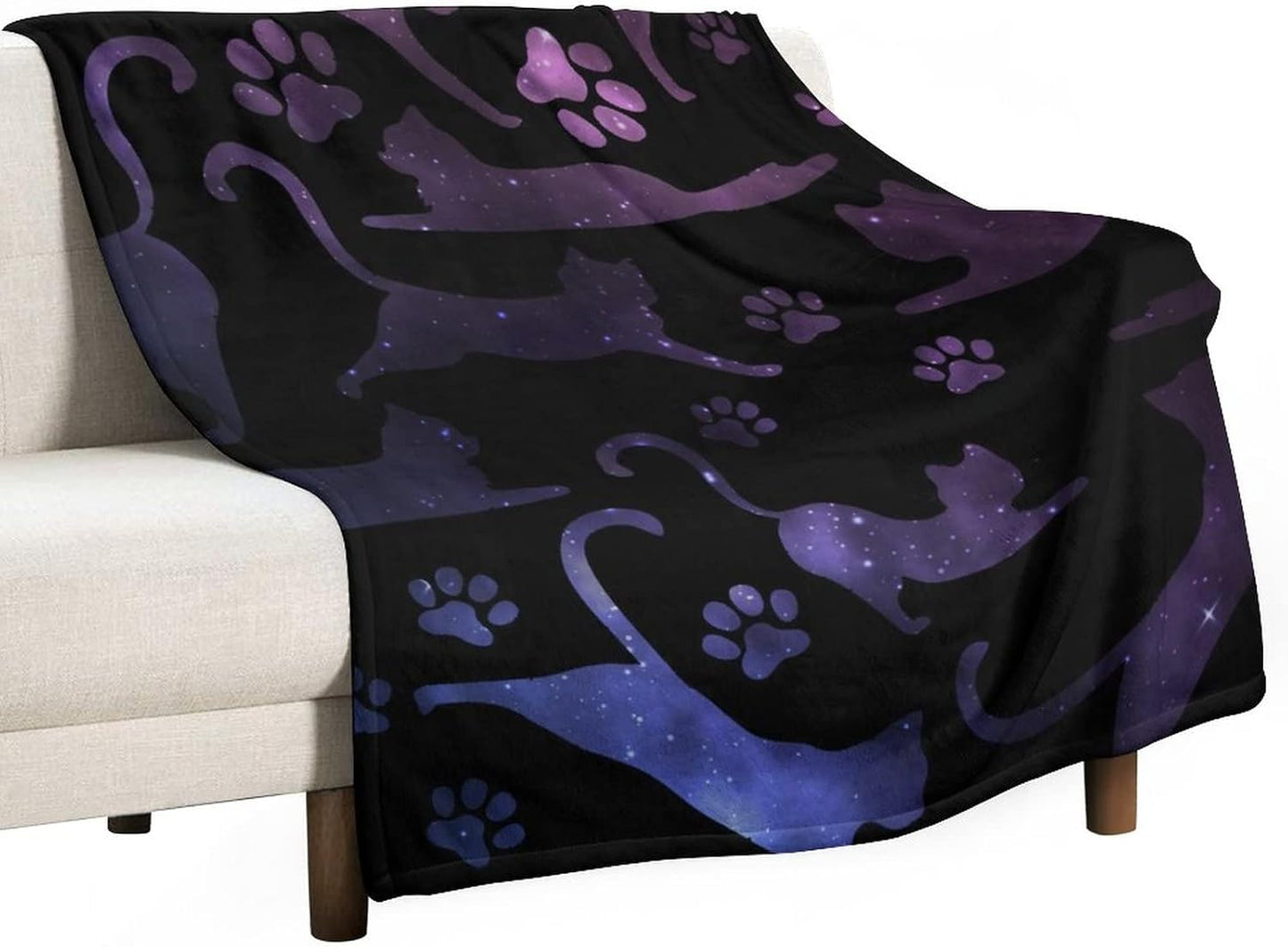 Cat Blanket Gifts - 50"x60" Cute Throw Blanket for Adults Kids - Black Soft Plush Throws for Bed, Couch & Travel