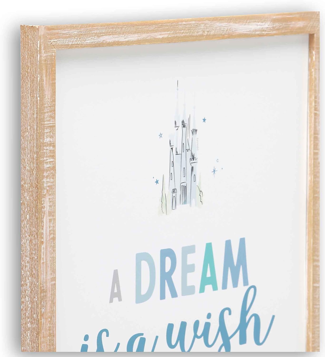 Disney Princess Cinderella Castle Wall Art - A Dream is a Wish Your Heart Makes - Cute Cinderella Framed Wood Wall Decor