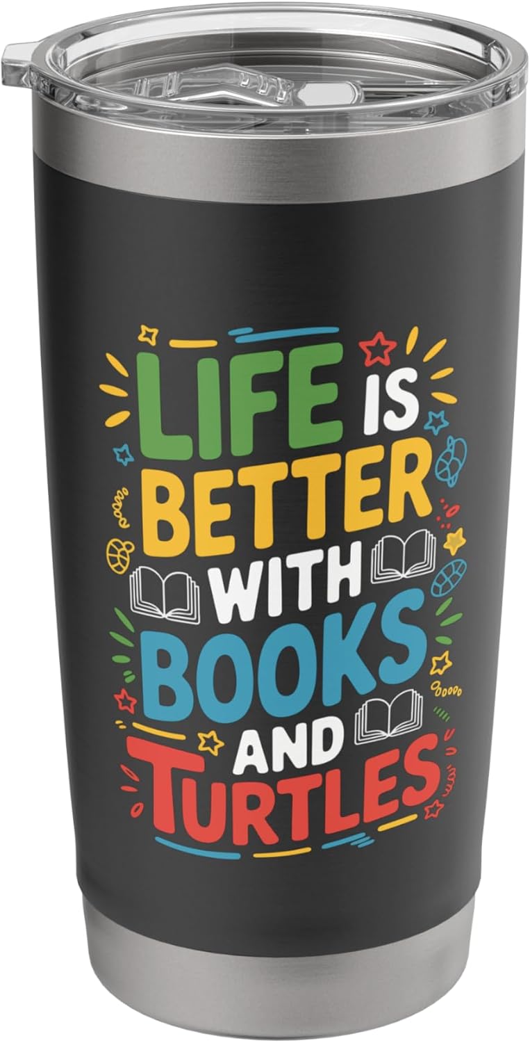 Life is better with books and turtles, Bookworm Reading Stainless Steel Insulated Tumbler
