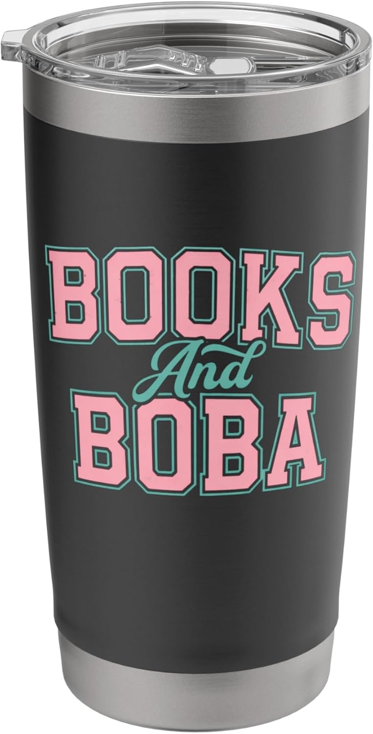 Books And Boba Design Cozy Reading Aesthetic Book Lover Boba Stainless Steel Insulated Tumbler