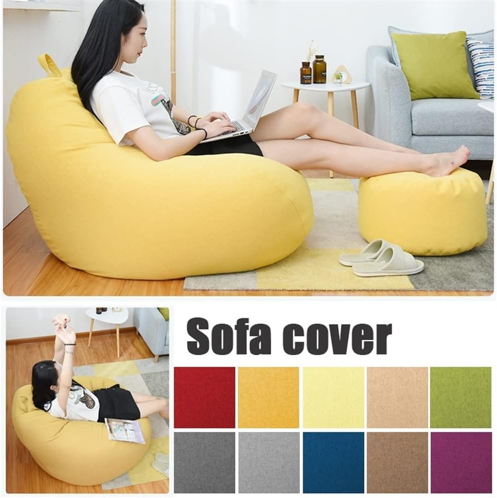 Bean Bag Chair Big Lazy Sofas Cover Beanbag Sofa Cover No Filler Bean Bag Chair Pouf Bed Futon Seat Tatami Puff Relax Lounge Furniture Decorate (Color : Dark Gray, Specification : 100X120cm)