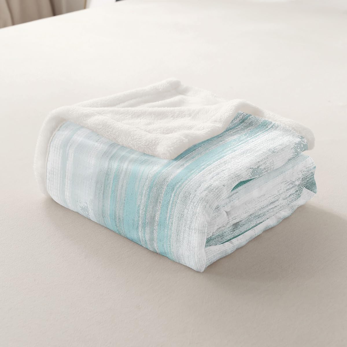 Feelyou Abstract Throw Blanket Modern Abstract Art Soft Fleece Sherpa Cozy Fuzzy Plush Warm Turquoise Gray White Fuzzy Plush Throw Turquoise 40"x50" for Bed Couch Living Room