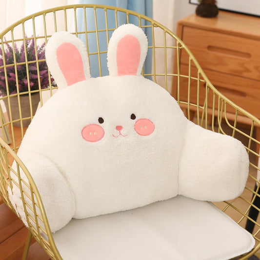 Tingting's Dream Cute Office Chair Waist Pillow Sedentary Bed Rest Reading Pillow Soft Sofa Lumbar Back Cushion Car Lumbar Pillow (White Rabbit, 60×30CM/23.6"×11.8")