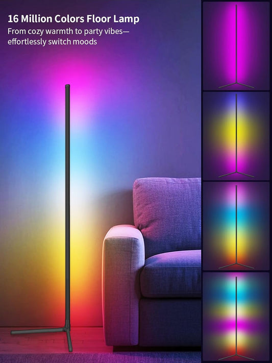 LED Corner Floor Lamp, Corner Lamp - 16 Million DIY Colors, 68+ Scenes, App & Remote Control, Smart RGBICW Corner Light with Music Sync & Timer Setting, LED Lamp for Bedroom, Living Room, Gaming Room