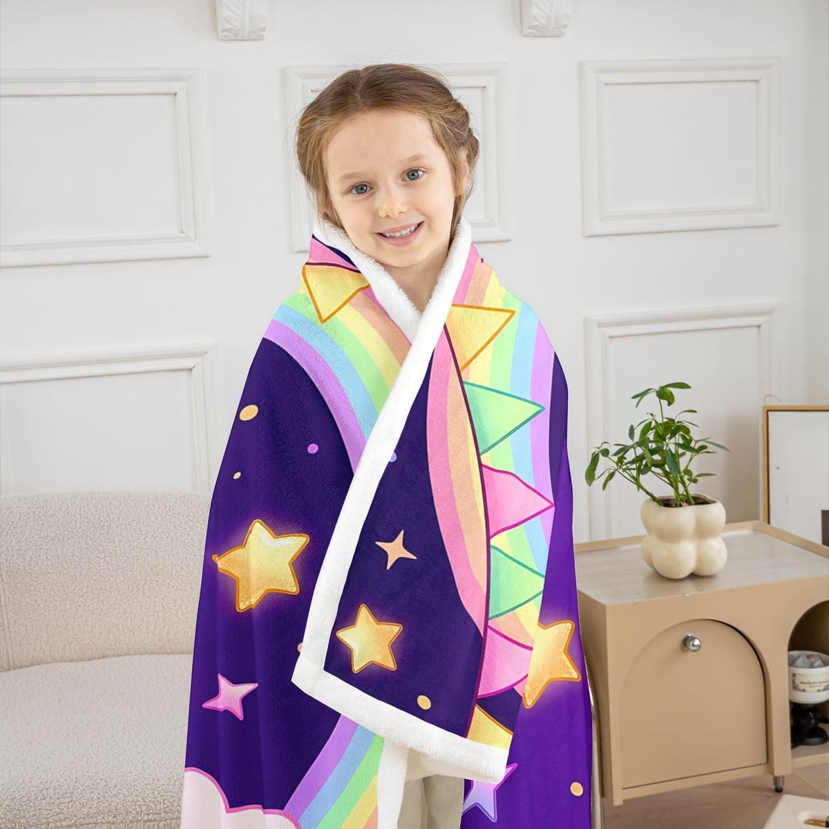 Feelyou Cute Unicorn Sherpa Throw Blanket for Couch Pink Bow Super Soft Cozy Fleece Princess Unicorn Blanket for Winter, Plush Throw Dreamy Horse Baby 30"x40" All Season