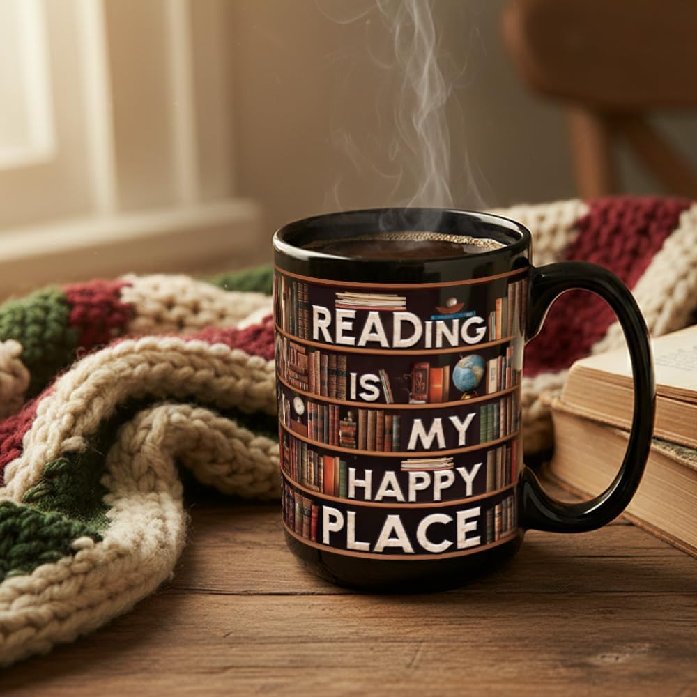 Novelty Books Mug for Book Lovers Women Men, Book Club Reading Writer Bookish Gifts for Bookworm, Library Bookshelf Mug 15oz