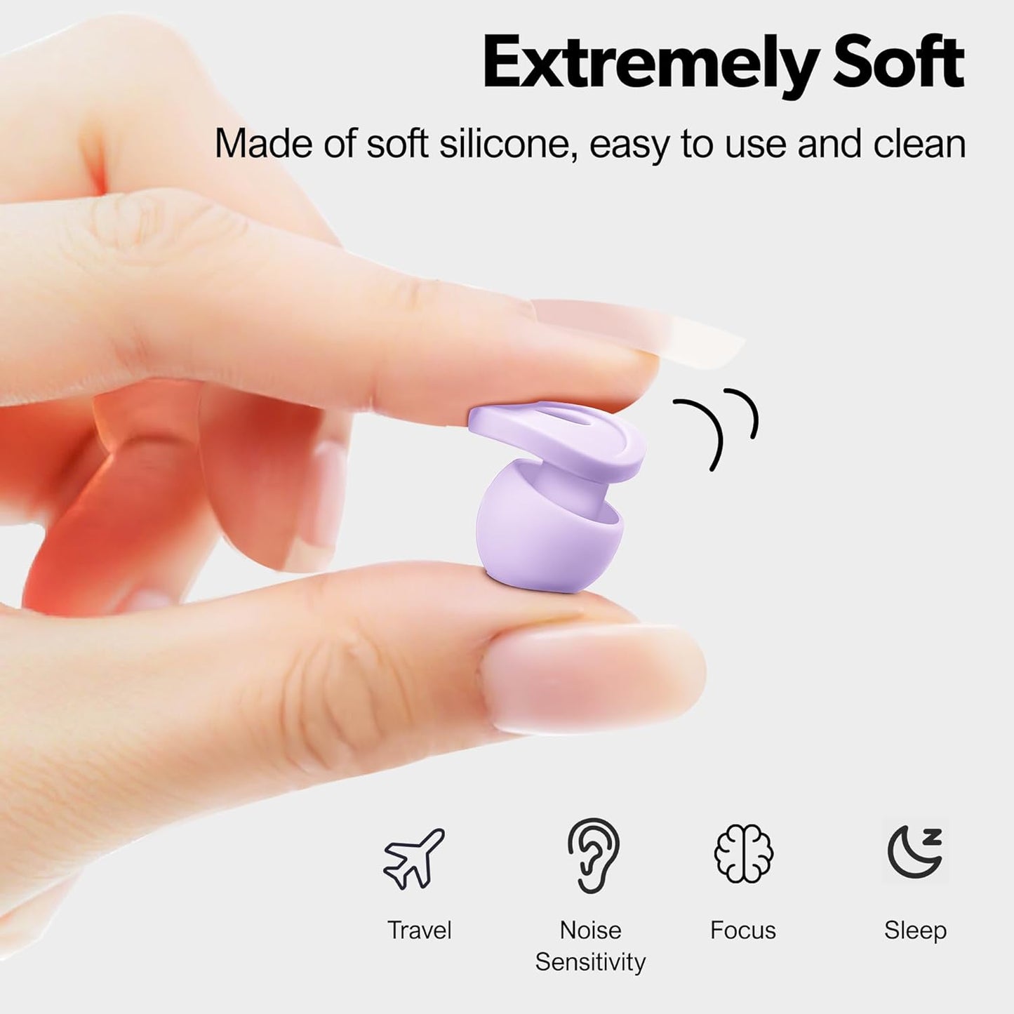2 Pairs Ear Plugs for Sleeping Noise Reduction, 30-35dB NRR Earplugs for Noise Cancelling for Noise Sensitivity, Airplane,Study, Travel, Reusable Silicone Ear Plugs with 10 Ear Tips in S/M/L