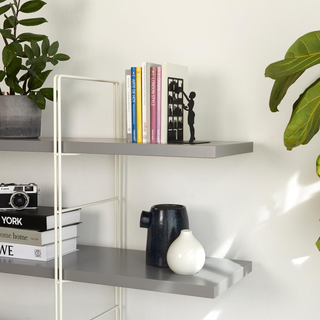 Balvi The Library Metal Bookend – Decorative and Functional Book Holder for Home and Office – Sturdy Black Design with Anti-Slip Bumpers – Ideal Gift for Book Lovers – Sujetalibros