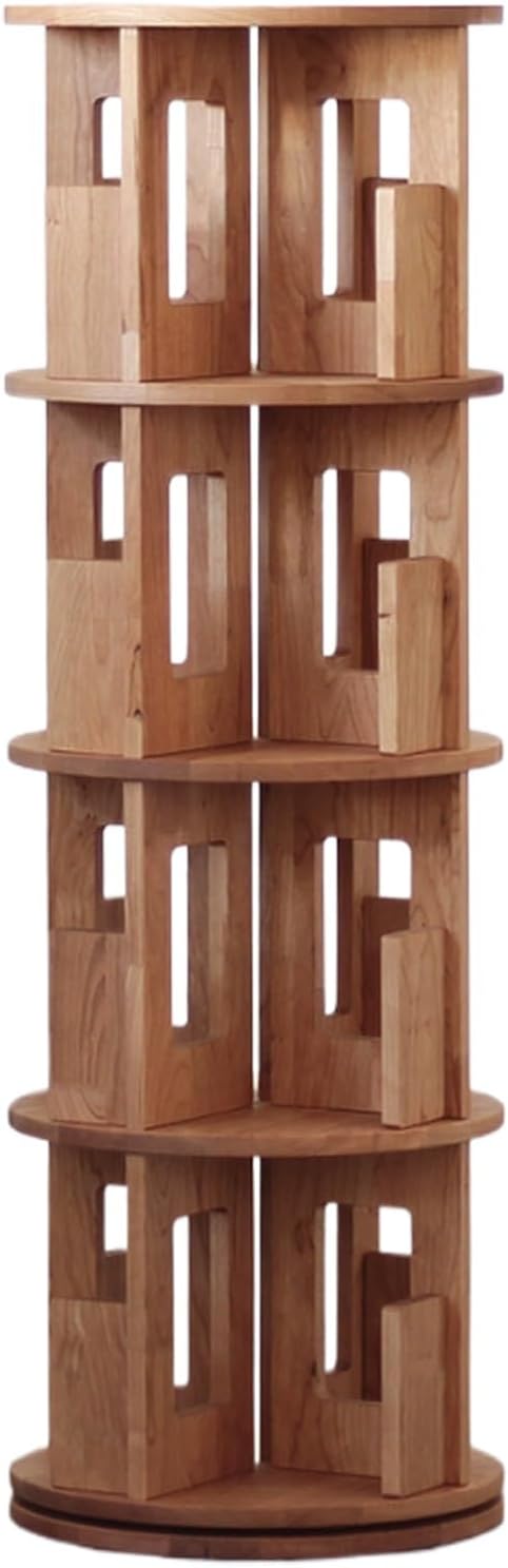 Rotating Bookshelf, 360° Display Standing Book Shelf Organizer, 4 Tier Corner Bookshelves for Small Space Room, Study Room, Bedroom (Square 4 Tier) (Round 4 Tier)