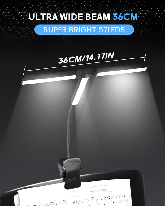 T-Shape Clip On Lamp Rechargeable Music Stand Light, 57 LEDs Painting Light 4 Colors x 3 Brightness, for Sheet Music, Easel, Bed Headboard, Desk, Shelf, Piano