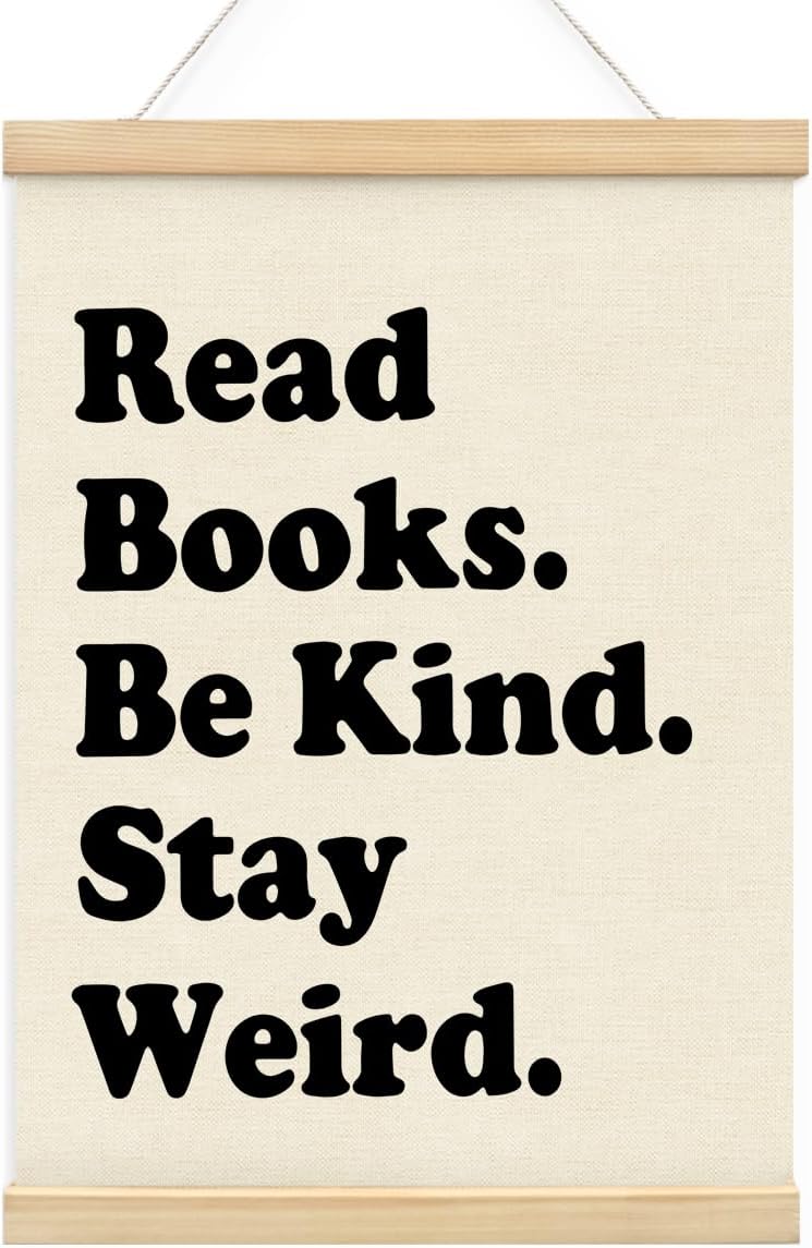 Wheatwin Reading Corner Decor for Classroom, Read Wall Art with Wooden Poster Hanger, Reading Nook Kids Room Classroom Playroom Wall Decor, 12x16 Inch