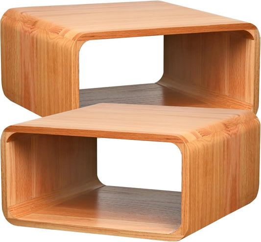 Wooden Cube Storage Bookcase Organizer, Bookshelf for Bedroom, Livingroom, Dormroom, Home Office, Studyroom, Home Decor and Contemporary Spaces (Red Oak | Pack of 2)
