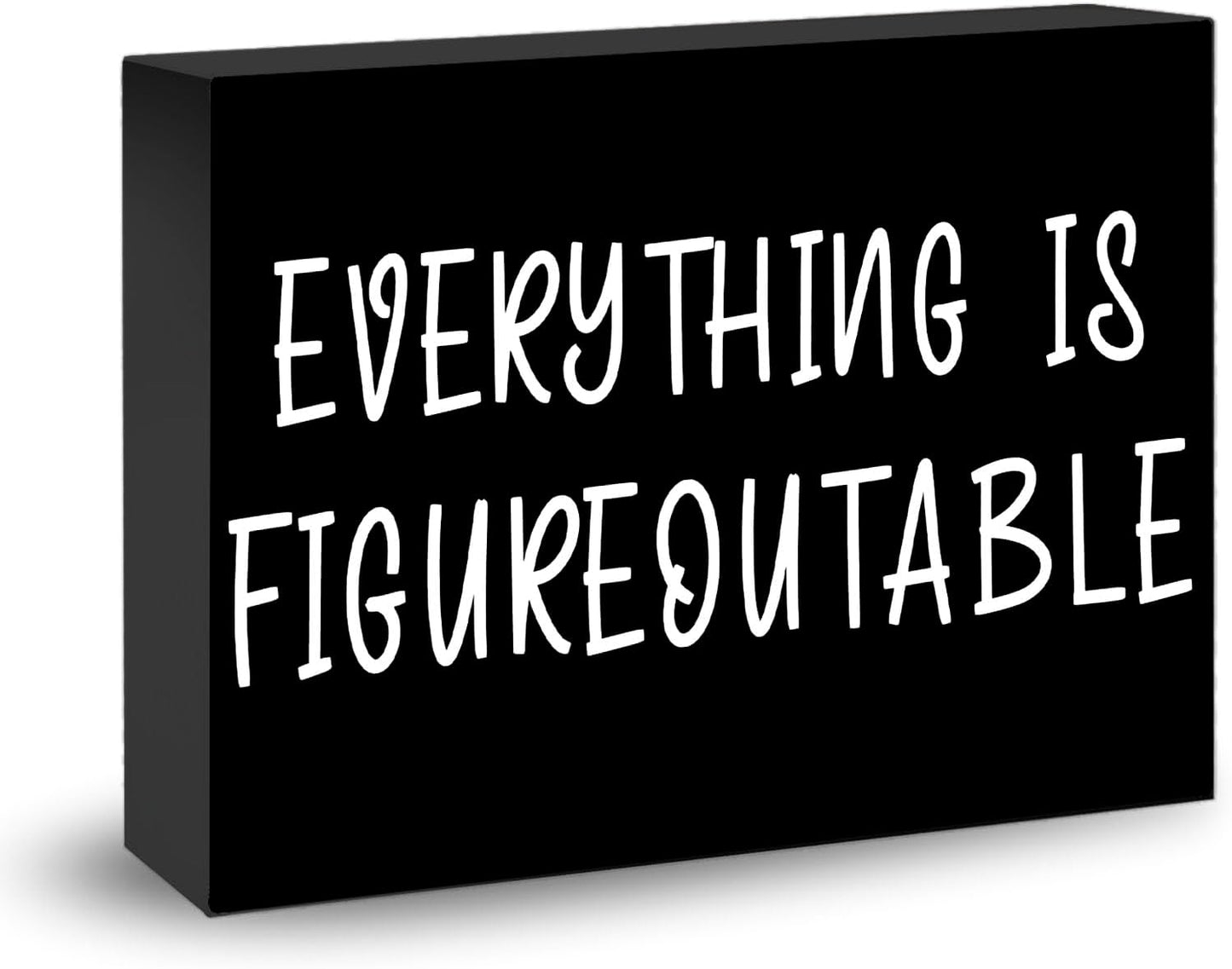 Everything Is Figureoutable Office Decorations For Work Cubicle Decor Funny Office Inspirational Gifts For Women Men Wooden Decoration Plaque Motivational Desk Decor