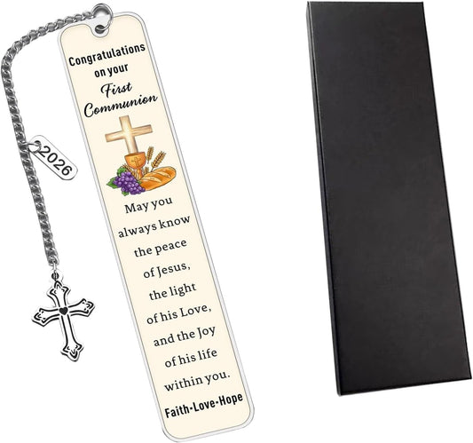 2026 Christian Bookmark,Engraved Inspirational Cross Bookmark for First Communion Baptism Confirmation, Religious Bookmarks,Christian Book Lover Gift,Religious Faith Based Gifts for Women & Men
