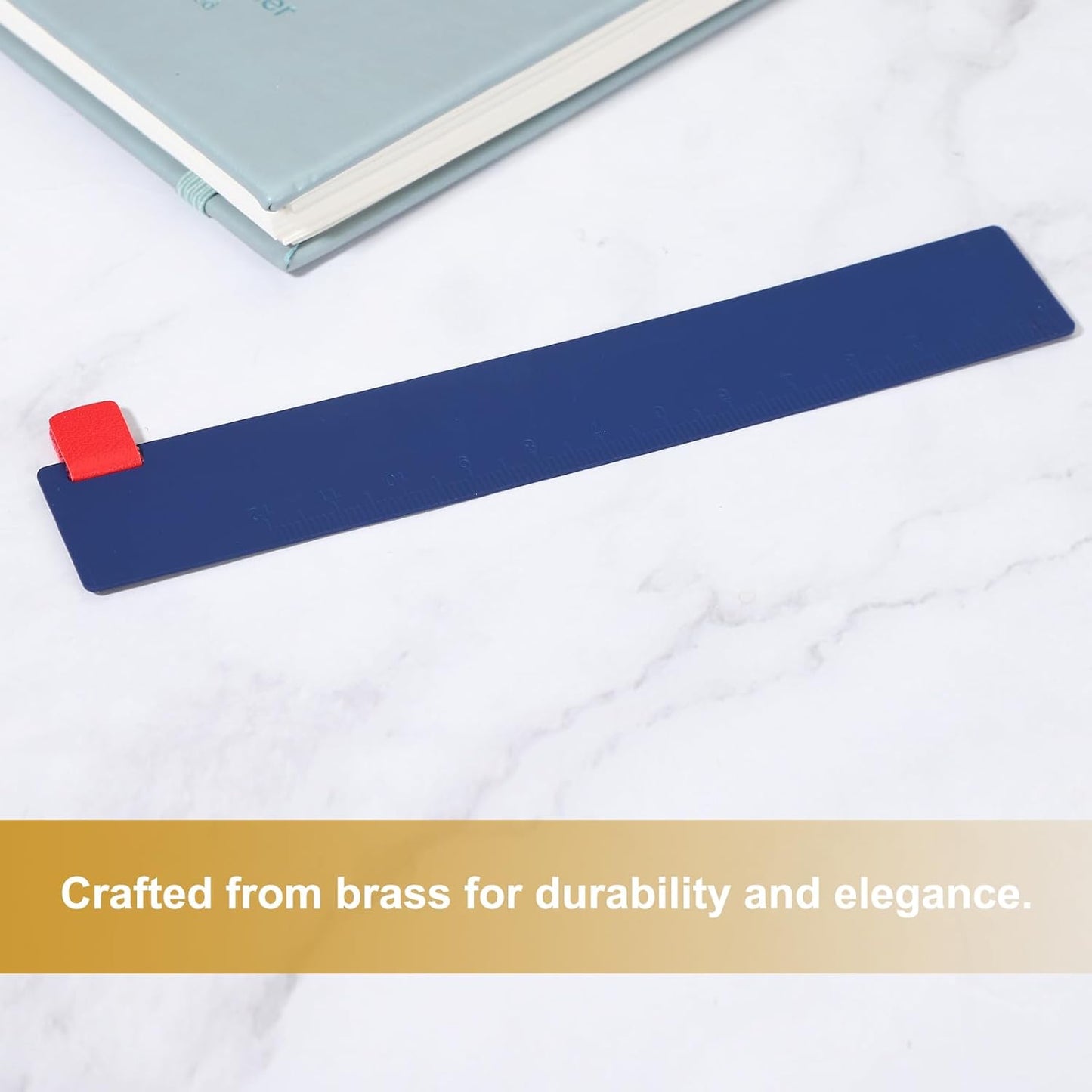 PATIKIL 2Pcs Steel Ruler Bookmark, 5.9 Inch Straight Metal Copper Vintage Bookmarks for Book Journal Home Library Travel,Dark Blue