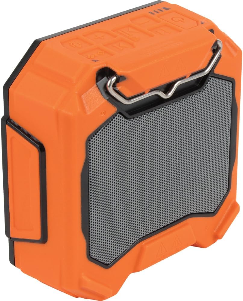 Klein Tools AEPJS3 Bluetooth Jobsite Speaker With Magnet and Hook, 20-Hr Run Time, Charge Via USB A or C, Pair Multiple Speakers via Broadcast, Hands Free Capable
