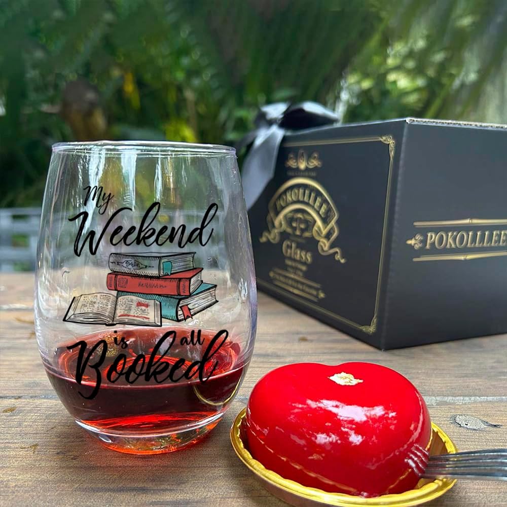 My Weekend is All Book Funny Book Wine Glass Gifts for Book Lover, Unique Wine Glass Gifts for Readers, Book Lover Birthday Gifts, Christmas Gift for Book Lover Wine Glass
