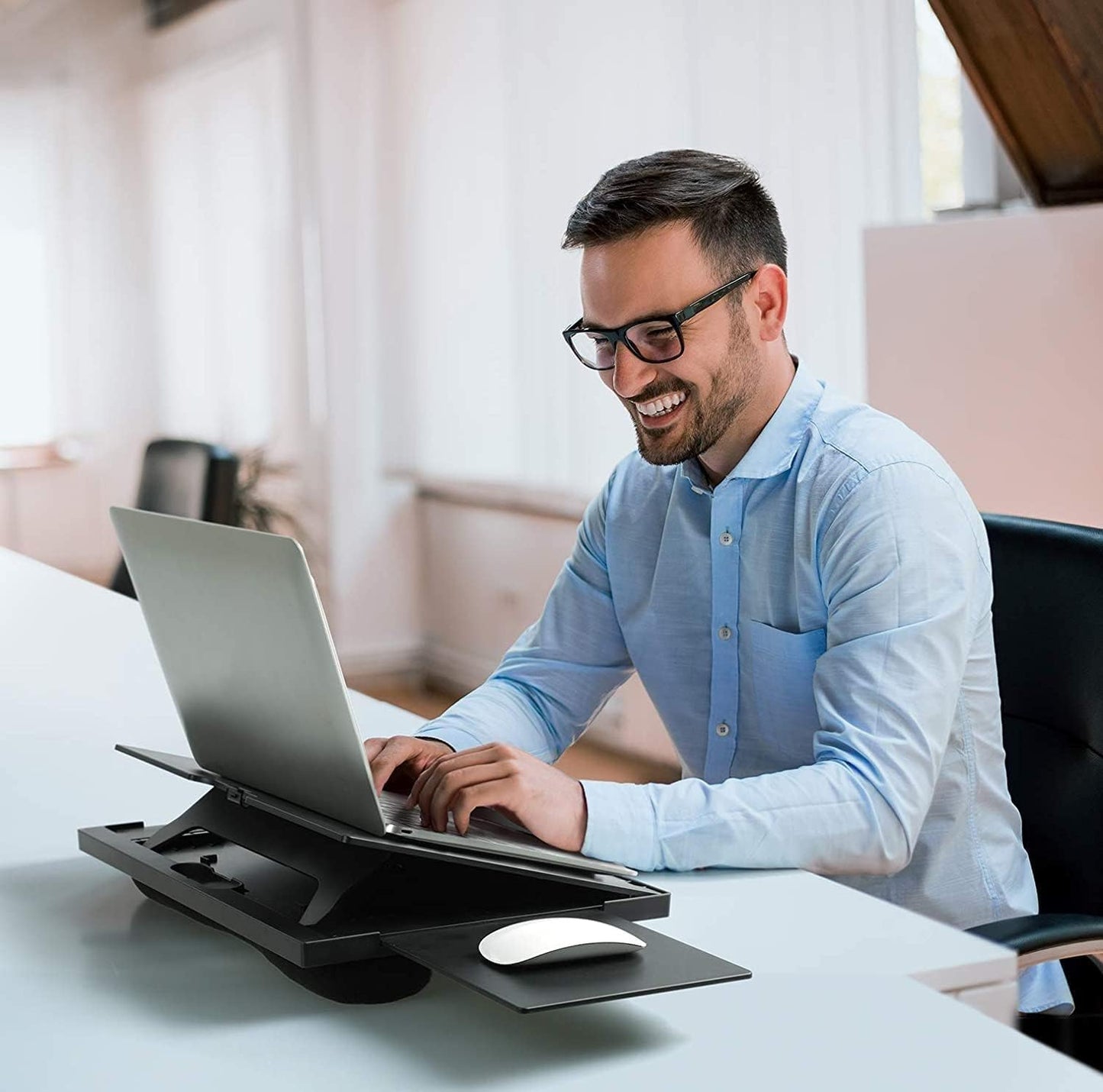 HUANUO Adjustable Lap Desk - with 6 Adjustable Angles, Detachable Mouse Pad, & Dual Cushions Laptop Stand for Car Laptop Desk, Work Table, Lap Writing Board & Drawing Desk on Sofa or Bed