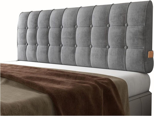 Headboard Bedside Cushion No Wash Technology Cloth Reading Pillow Bedside Lumbar Support Backrest for Without Headboard Bed Custom Size (Color : Gray Size : 120CMX58CMX10CM) (Gray 120CMX58CMX6CM)