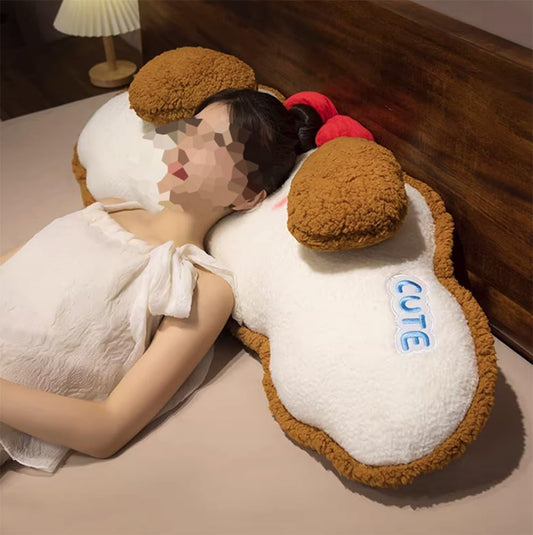 Cute Cartoon Plush Pillows Sofa Back Reading Rest Pillows Soft Bed Sleeping Head Neck Cushion Long Body Hugging Pillow (Brown, 90cm/35.43")