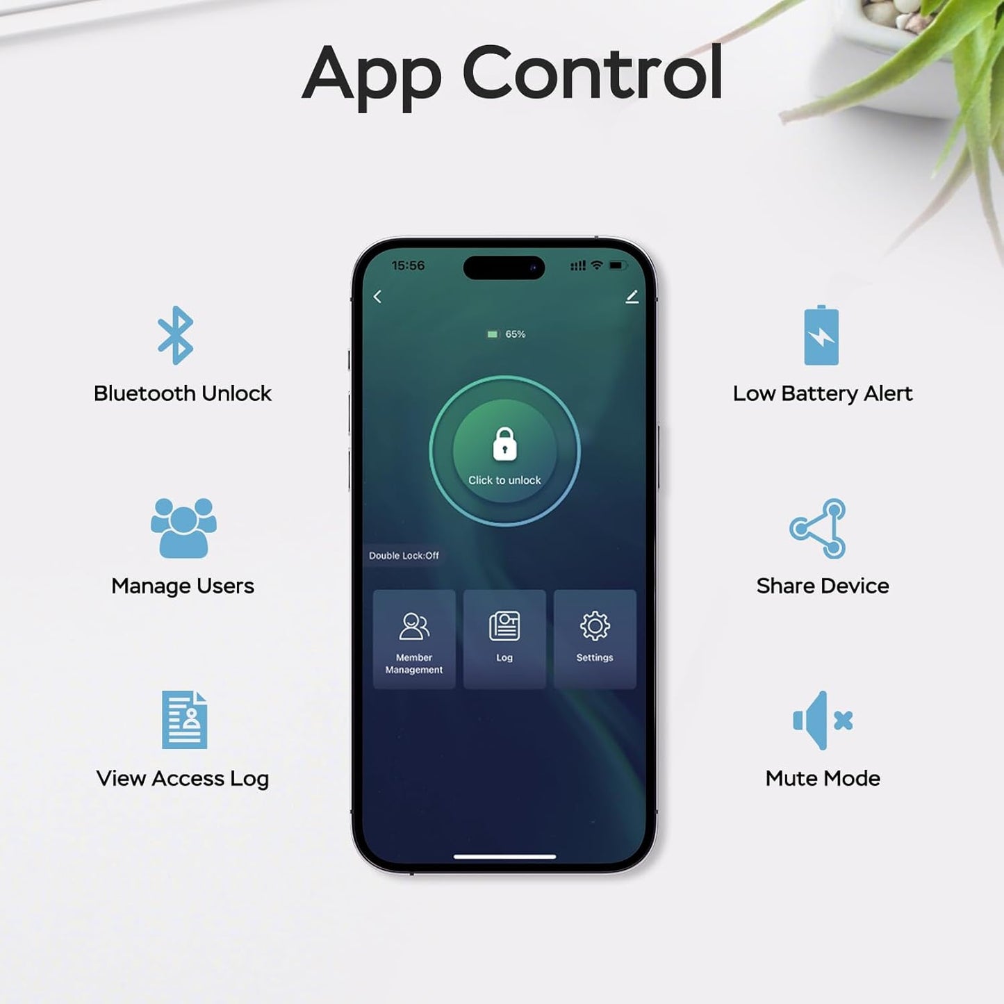 GeekTale Fingerprint Door Lock for Bedrooms, Fingerprint Door Knob with Lock, Smart Door Lock, App Control, Back-up Keys, Thumbprint Door Knob for Bedrooms, Office, Apartment