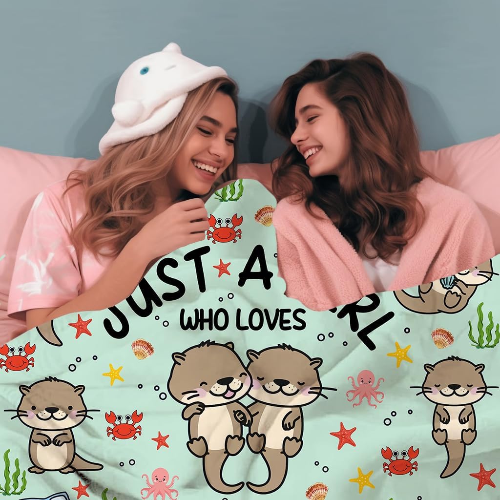 Sea Otters Blanket Gifts for Otter Lovers Kids Women,Sea Otter Accessories Stuff Cute Animal Throw Blankets,Otters Gifts for Adults Girls 60"x50"