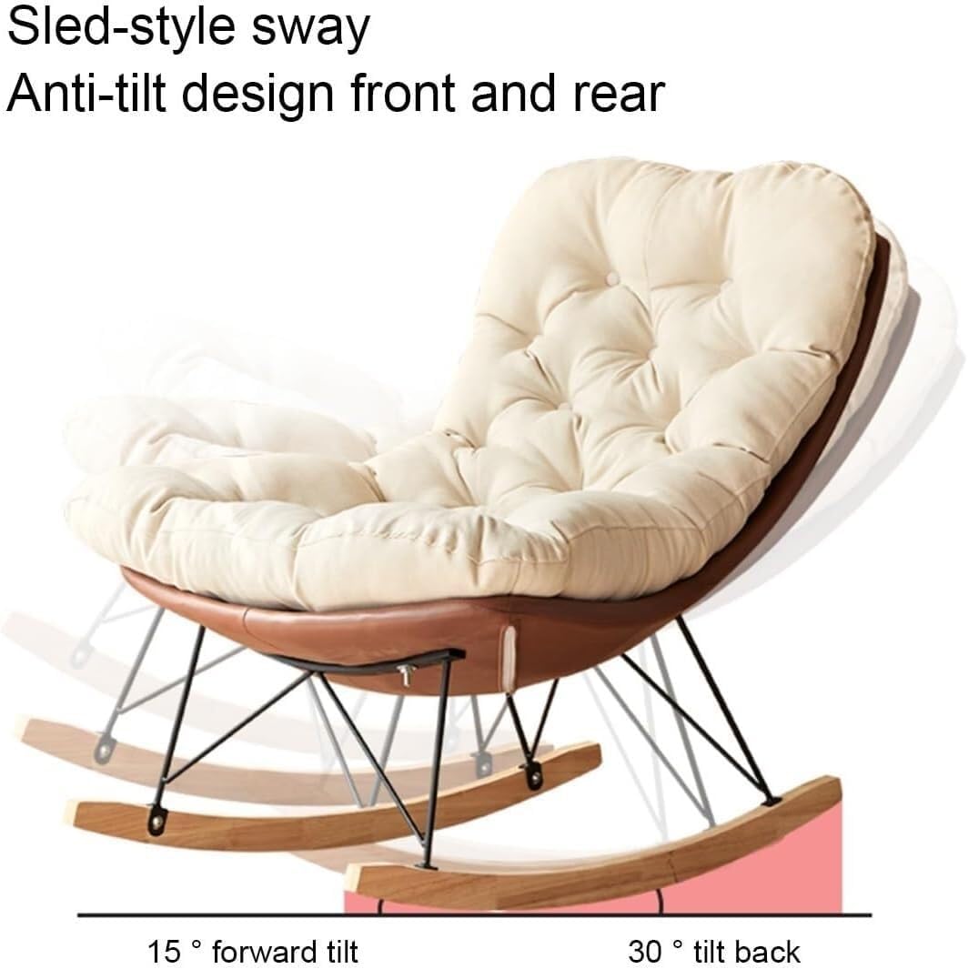 Modern Rocking Chair - Soft Reclining Armchair for Living Room & Balcony, Comfortable Lounge Chair, Perfect Reading Chair for Bedroom & Relaxation (Style C)