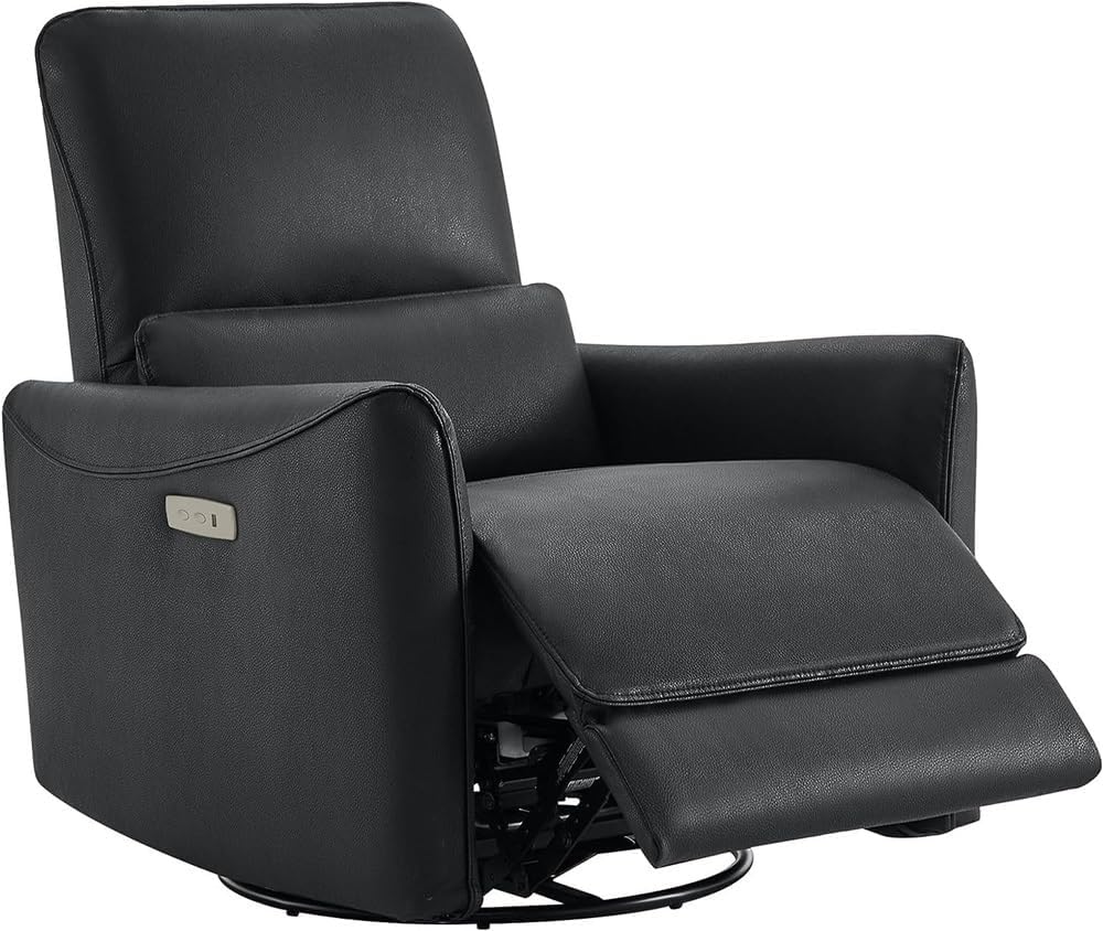 Power Recliner Chair with Lumbar Support Upholstered Electric Swivel Glider Leather Recliners Chairs Sofa for Living Room Home Theater Bedroom