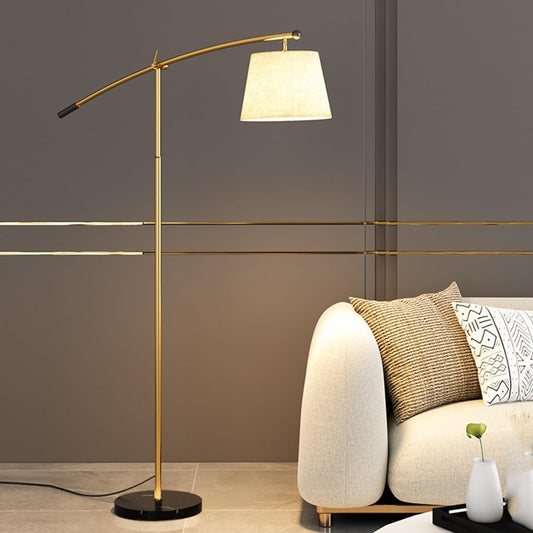Gold Luxury Floor Lamps Adjustable Height Standing Lamp with Marble Base Floor Lamp with Linen Shade LED Warm Light 3000K Tall Standing Lamp for Reading Office Home Lighting