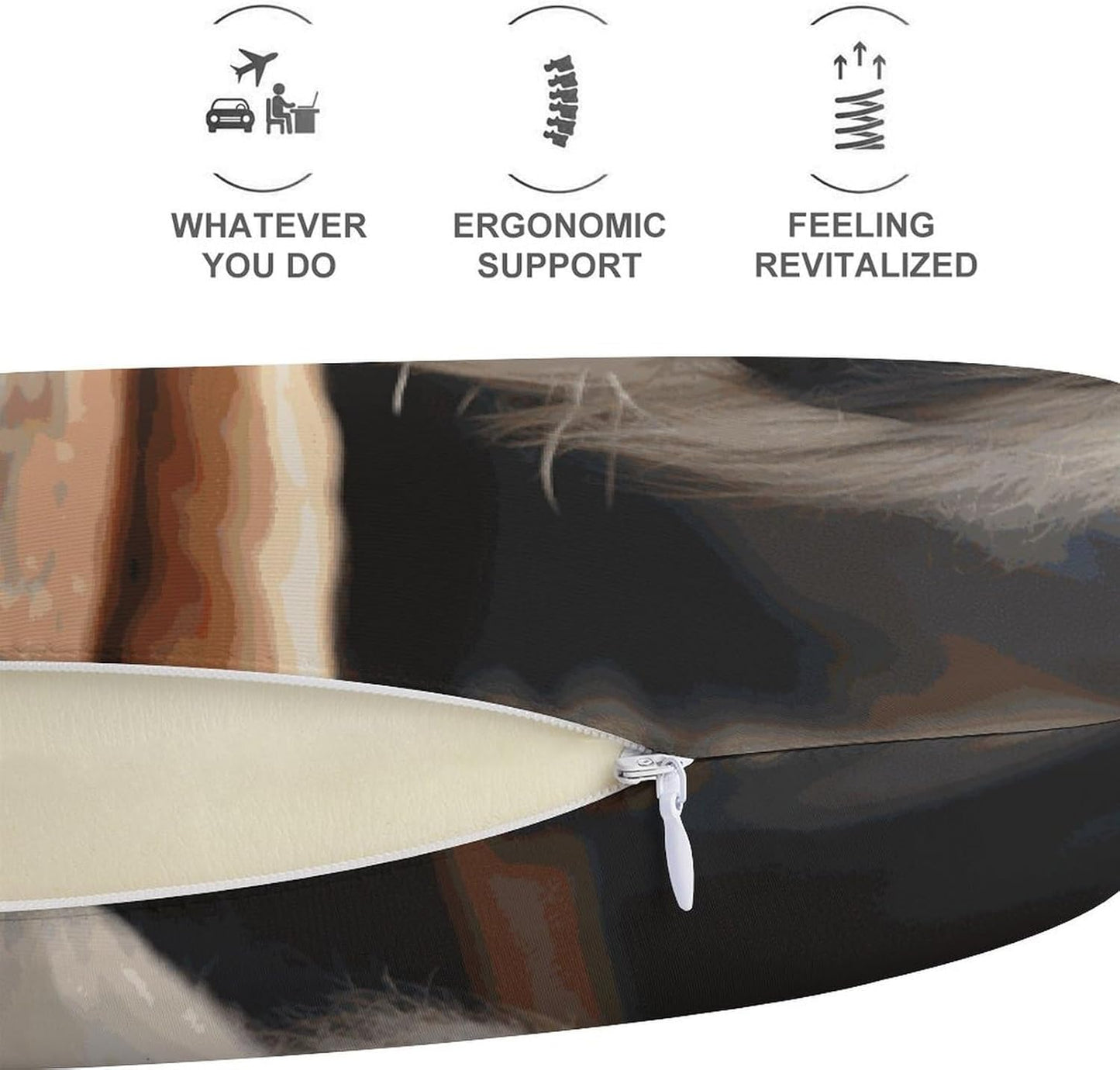 Pekingese Dog Neck Pillow Memory Foam U Shaped Pillows Portable Pillows for Shoulder Travel Head Support Pillow with Concealed Zipper for Airplane Car Home Office