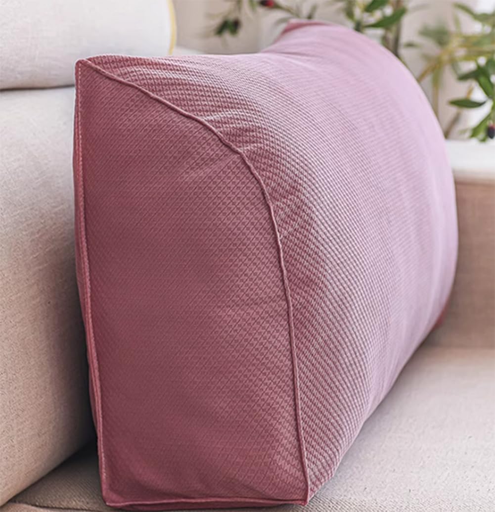 Creative Triangular Sofa Lumbar Pillows Reading Back Rest Waist Cushion Bed Tatami Soft Lumbar Support Cushions (Dark Pink, 70×35×17cm/27.56"×13.8"×6.69")