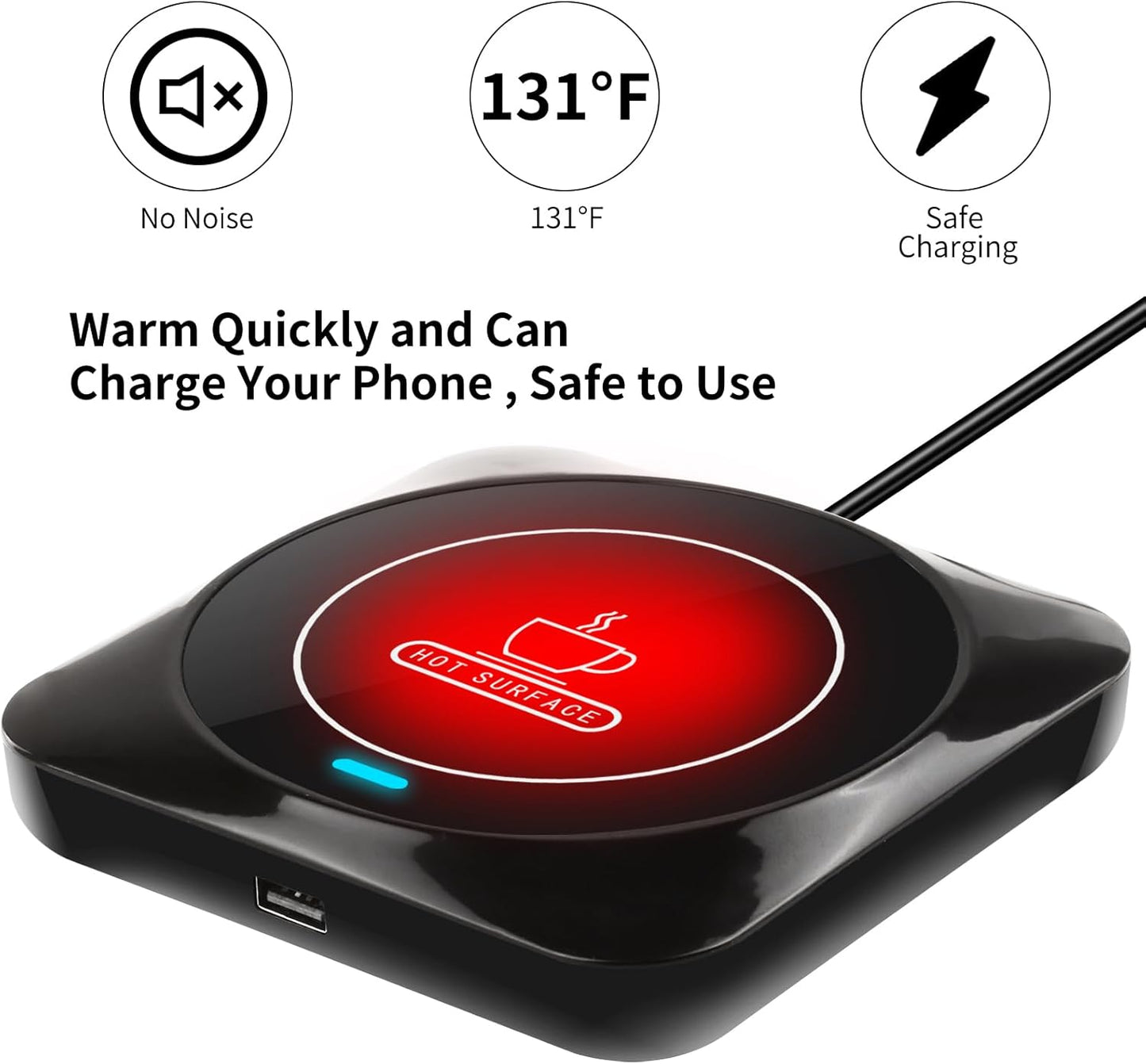 Smart USB Coffee Cup Warmer with Pressure-Induced Auto On/Off, Coffee Accessories for Home Office Desk
