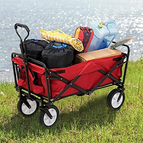 Portable Camping Cart,Garden Transporter Beach Trolley Heavy Camping Folding Trolley Adjustable Handle Trailer Easy to Move Bearing 80KG/176lbs