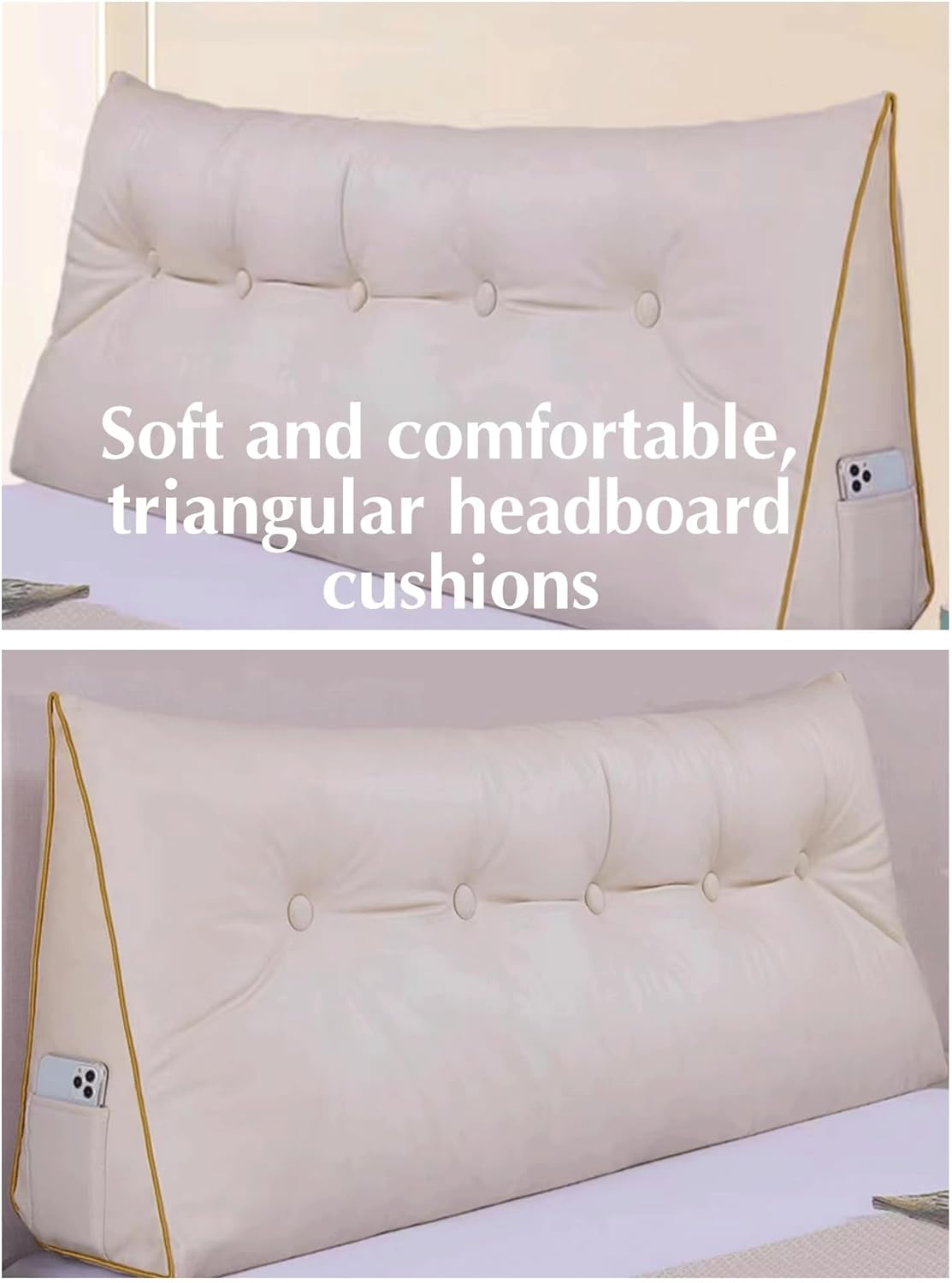 Solid Color Triangle Cushion Reading Bed Rest Pillow,Triangular Headboard Pillow,Wedge Large Backrest Sofa Bed Support Pillowboard Removable Pillow(Size:150x50x20cm,Color:A)