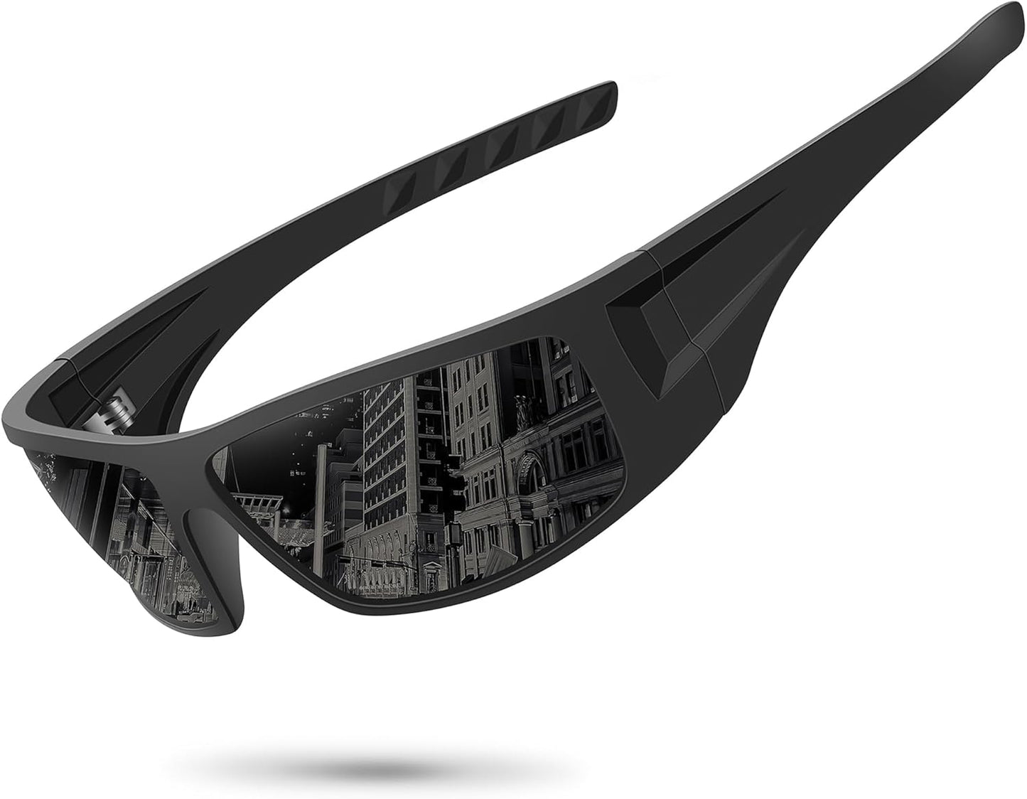 Polarized Sports Sunglasses for Men Women Unbreakable Frame Cycling Fishing Wrap Around Sunglasses UV400 Protection