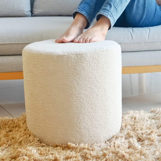 Lama Design Handmade Pouf Footstool for Living Room, Bedroom, Children's Room, Wooden Framed and Durable, Perfect for Resting Your Feet, Soft