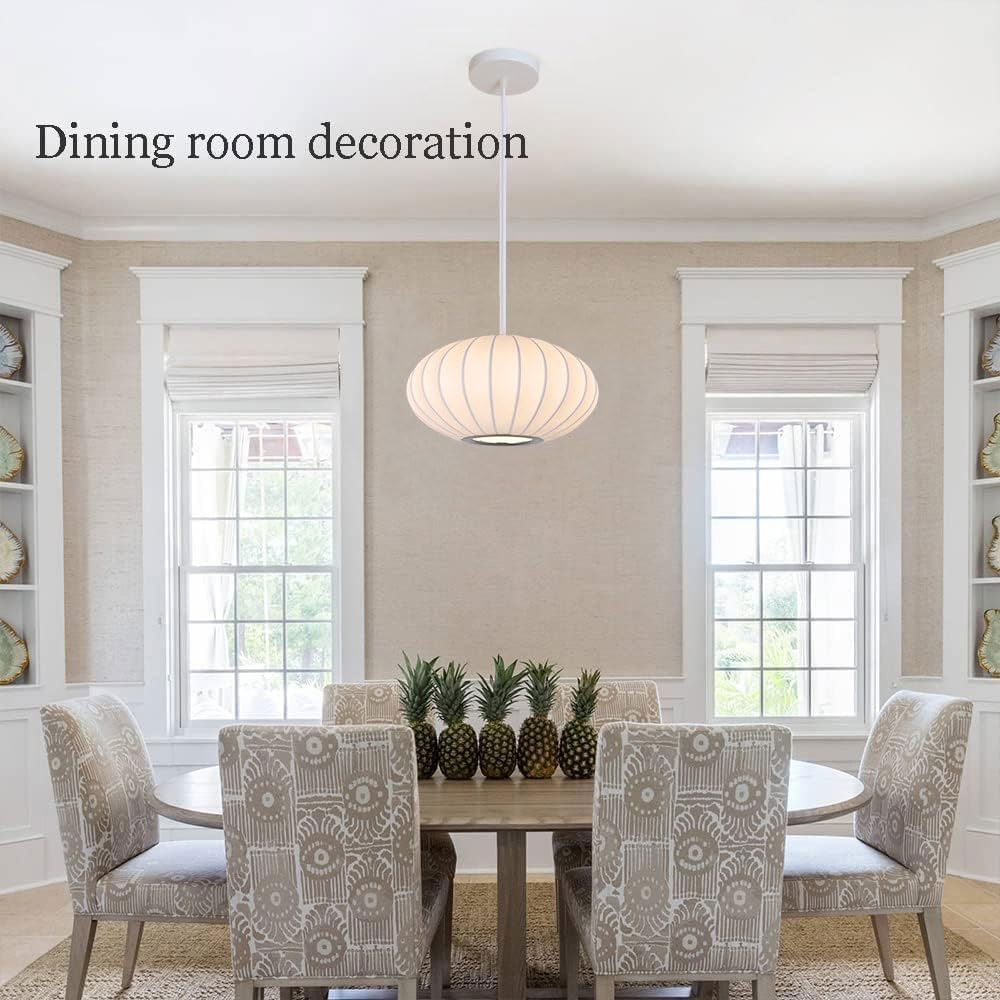 Italian Simplicity Style Silkworm Cocoon Pendant Light Post-Modern Single Head Lantern Flat Shape Silkworm Cocoon Lamp White for Caffe House Dining Room Showroom Hollow Hanging Luminaire