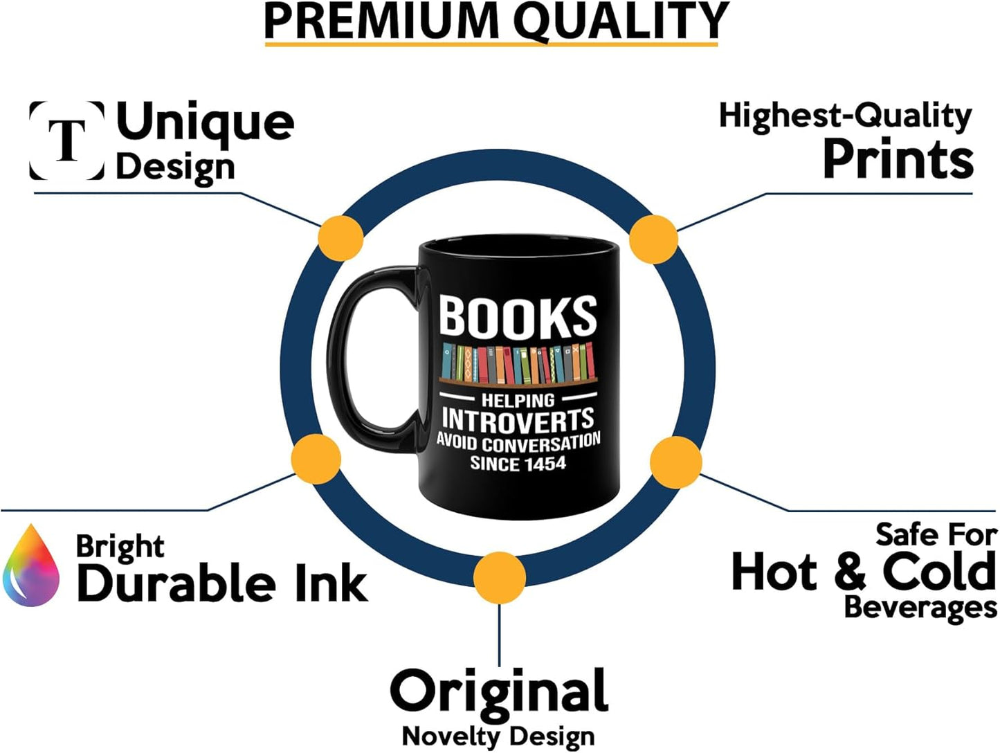 Book Lover Coffee Mug 11oz Black -Helping Introverts - Writer Editor Bookish Librarian Bibliophile Bookish Grammar Philosophers