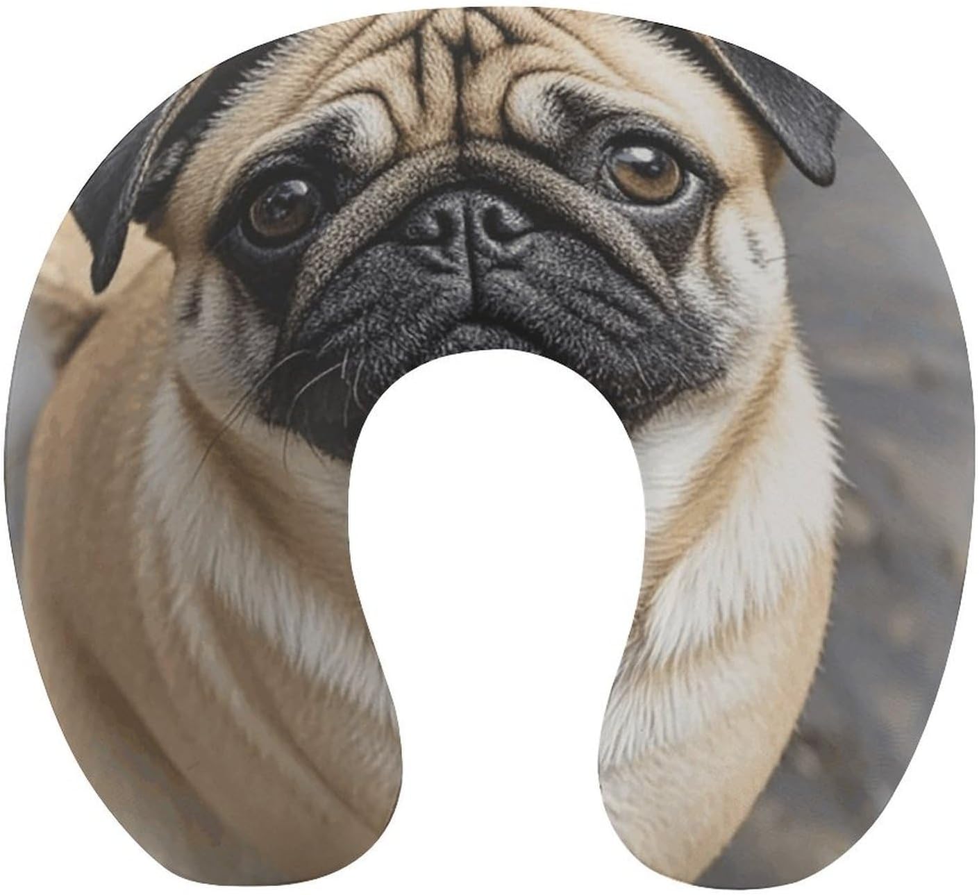 Pug Dog Neck Pillow Memory Foam U Shaped Pillows Portable Pillows for Shoulder Travel Head Support Pillow with Concealed Zipper for Airplane Car Home Office