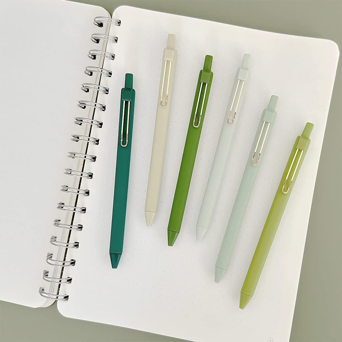 allydrew Retractable Black Ink Gel Pens, 0.5mm Fine Point, Stationery Supplies for Home and Office (Set of 6), Green
