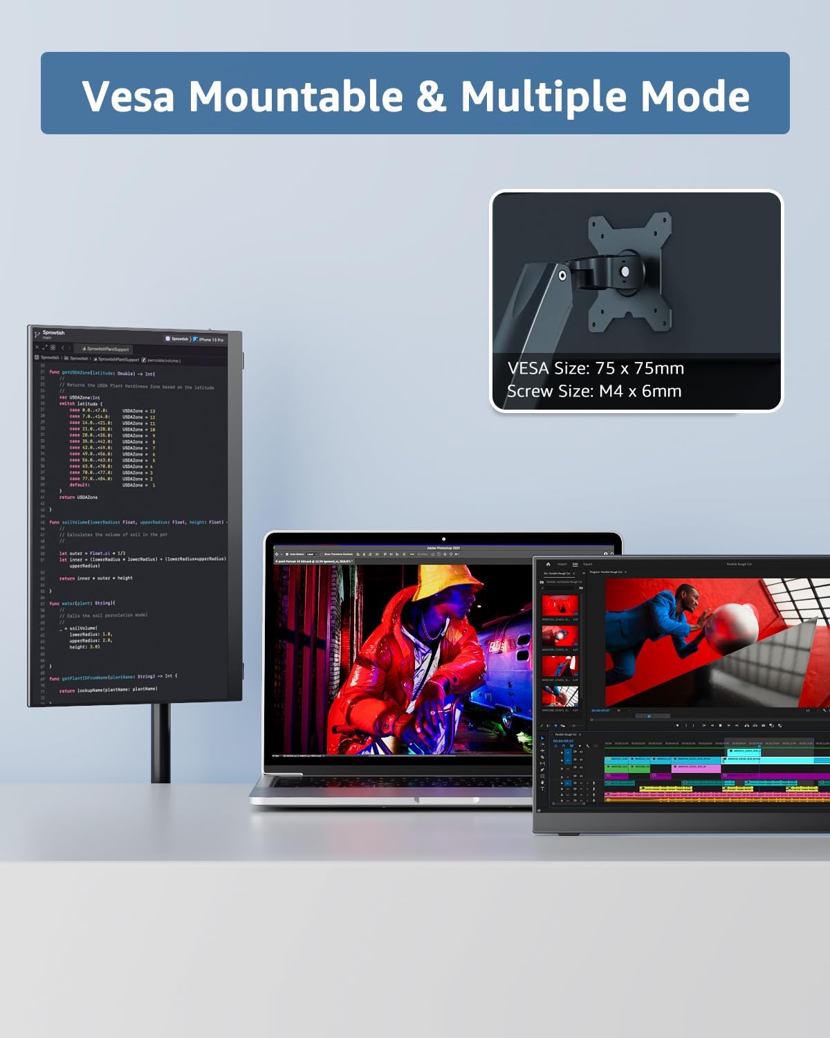 Yodoit Portable Monitor for Laptop, 15.6" 1920×1080 Travel Screen FHD IPS Display with USB Type C Port, Speakers and Smart Cover Compatible with PC, MacBook, Xbox (Black)