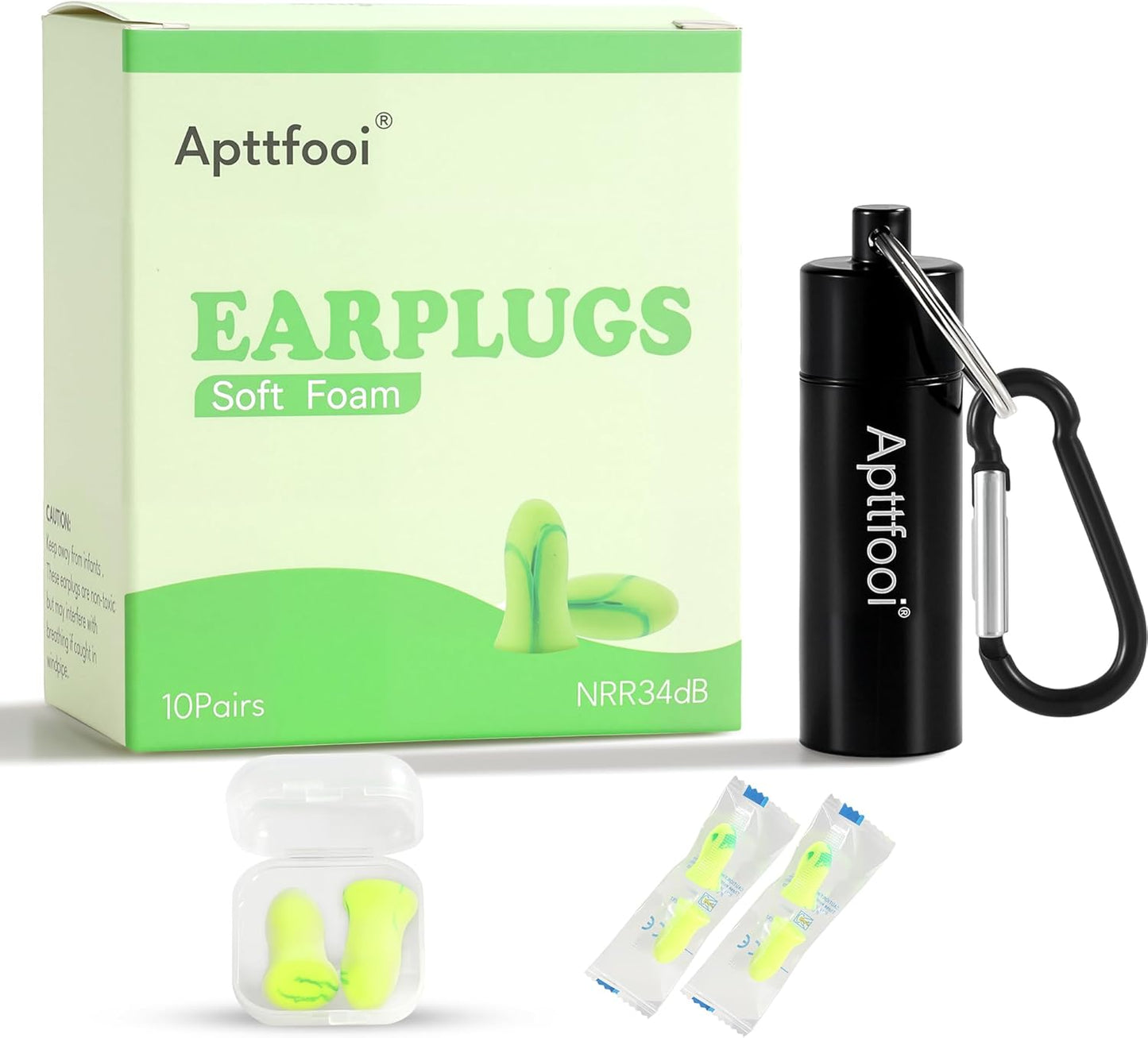 10 Pair Soft Foam Earplugs,34dB Highest NRR, Noise Cancelling，Individually Wrapped,Reusable for Sleeping, Snoring, Loud Noise, Traveling, Concerts, Studying,Work,Construction, Shooting
