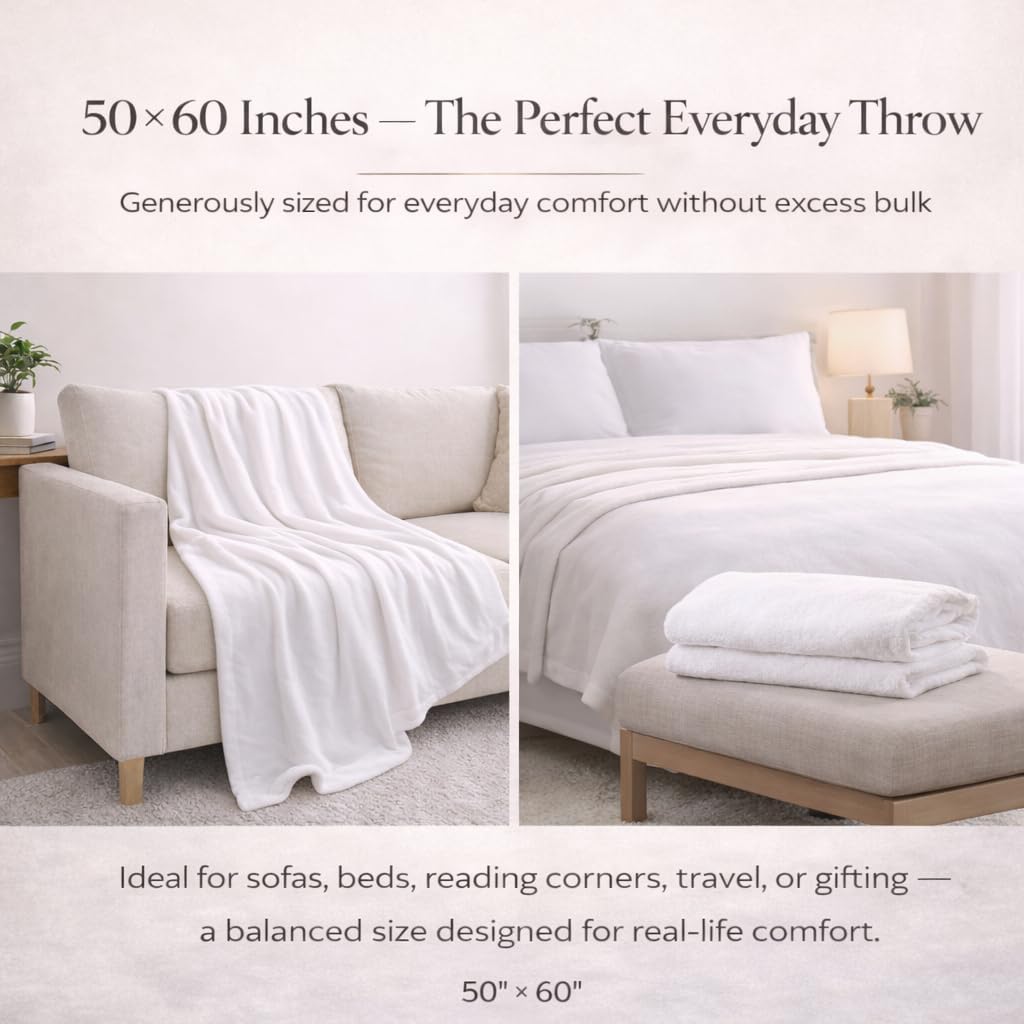 Decorative Accent Throw Blanket for Couch Sofa Bed 50x60 – Soft Flannel Blanket for Bedroom Living Room Floral Watercolor Flowers Pattern Aesthetic Pastel Tones Pretty Design Print