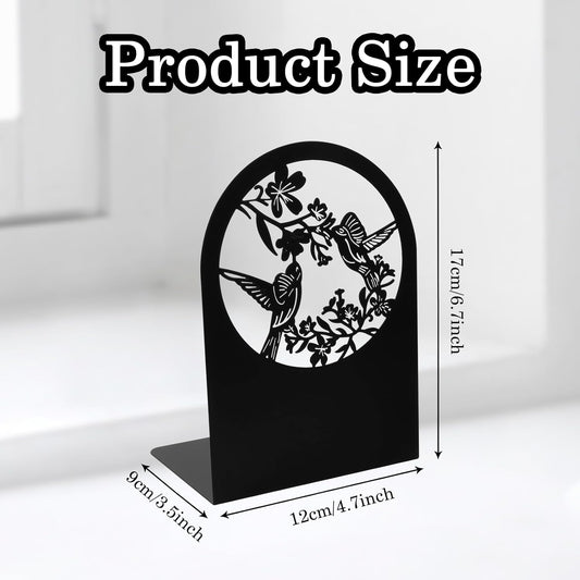 Chinese Style Bird with Flower Bookends Hummingbird Book Ends Shelves Organizer Metal Book Stands Journal Book Holder Reading Decorative Bookends Book Stoppers for Office Home School Library